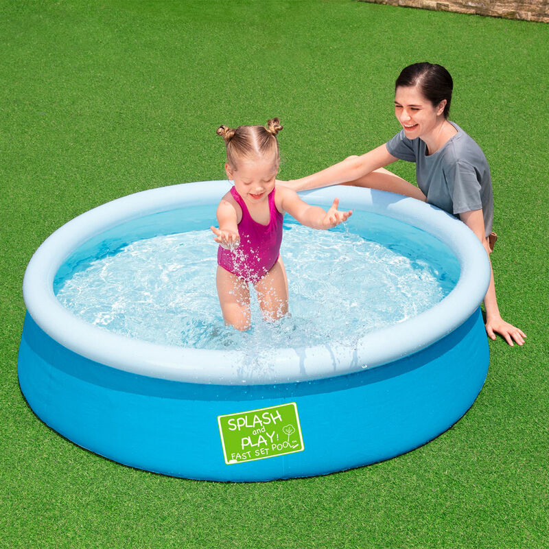 Alberca Inflable 2+ A&ntilde;os Redonda Azul con Blanc... image number null