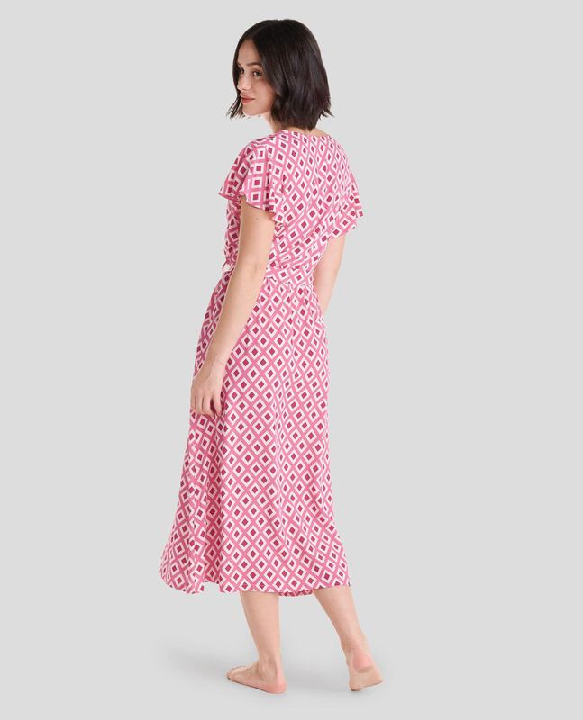 Vestido Cruzado de Rombos Rojo image number null