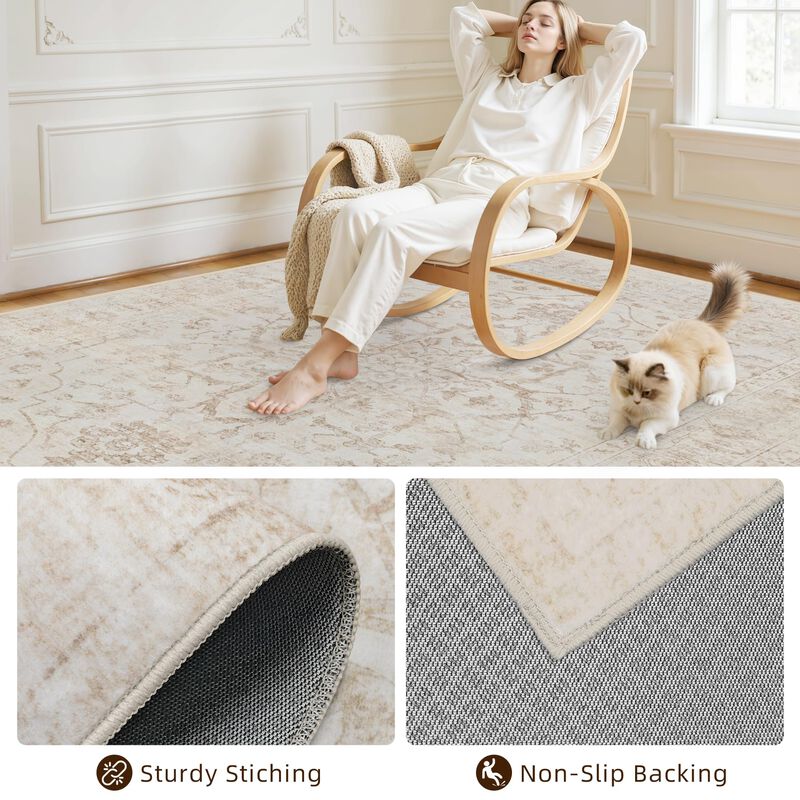 Alfombra Luxturiy 183 &times; 152 cm Lavable Beige image number null