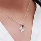 Dije con cadena Suerte charm Mariposa de plata .925 con granate natural