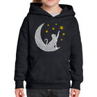Sudadera Con Capucha Word Art Para Ni&ntilde;a - Gato y Luna - Negro