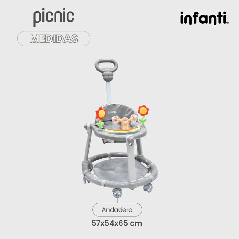 Andadera Picnic 3 En 1  Interactiva Gris image number null