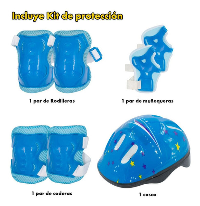Patines En Linea Pro Azul Ni&ntilde;os Luz Led + Equip... image number null