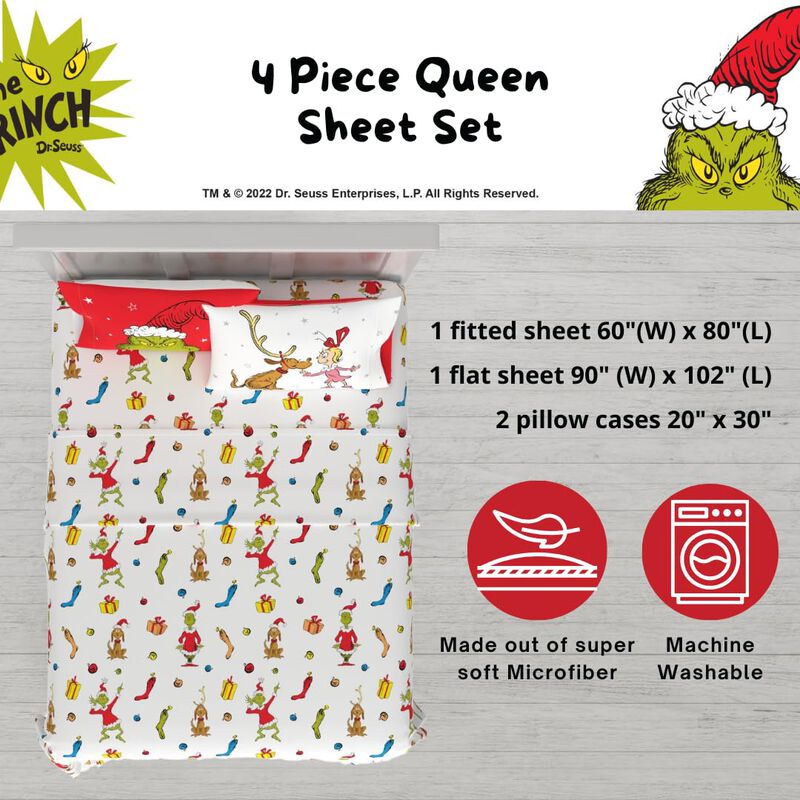 Juego De Cama Franco Queen De Microfibra Grinch... image number null