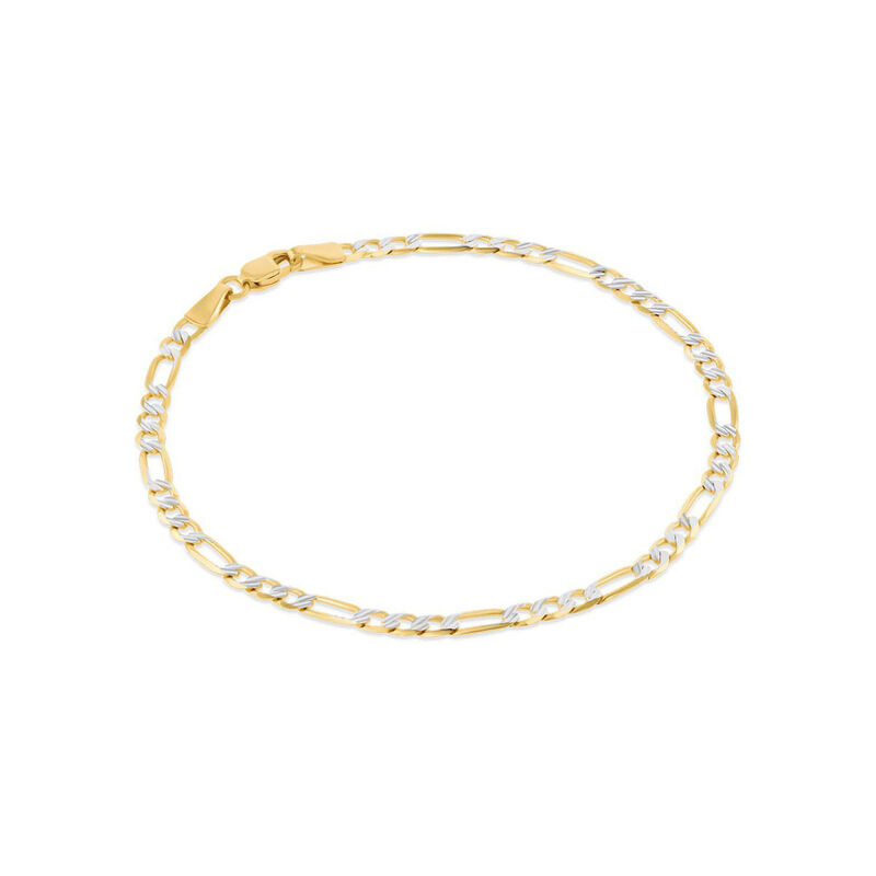 Pulsera De Oro Amarillo Con Platinado 14K 3X1 (... image number null