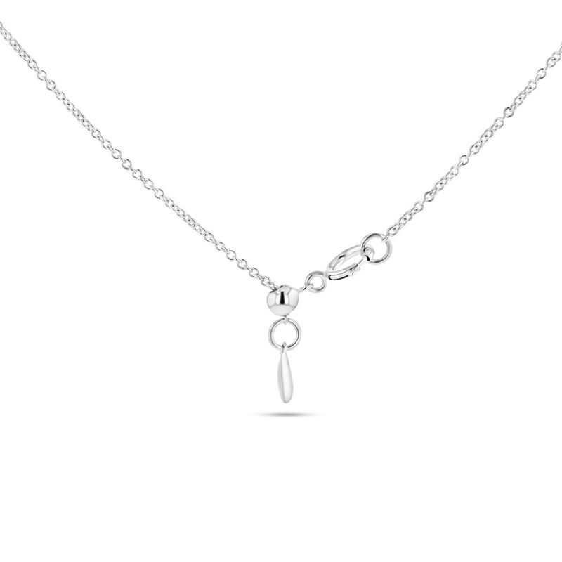 Dije Flor Oro Blanco 14k Con Diamante Y Zafiro ... image number null