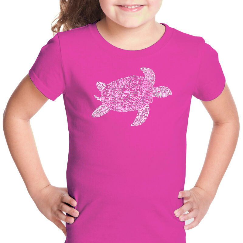 Camiseta Word Art Para Ni&ntilde;a - Tortuga - Rosa image number null