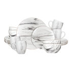 Vajilla Mala para 4 Personas &ndash; Cer&aacute;mica Blanco/Gris 16 Piezas