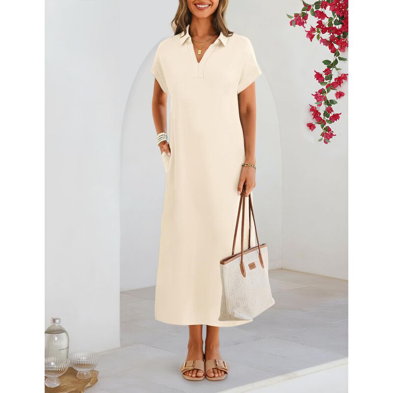 Vestido Merokeety 2026 Maxi Escote V Mangas Tip... image number null