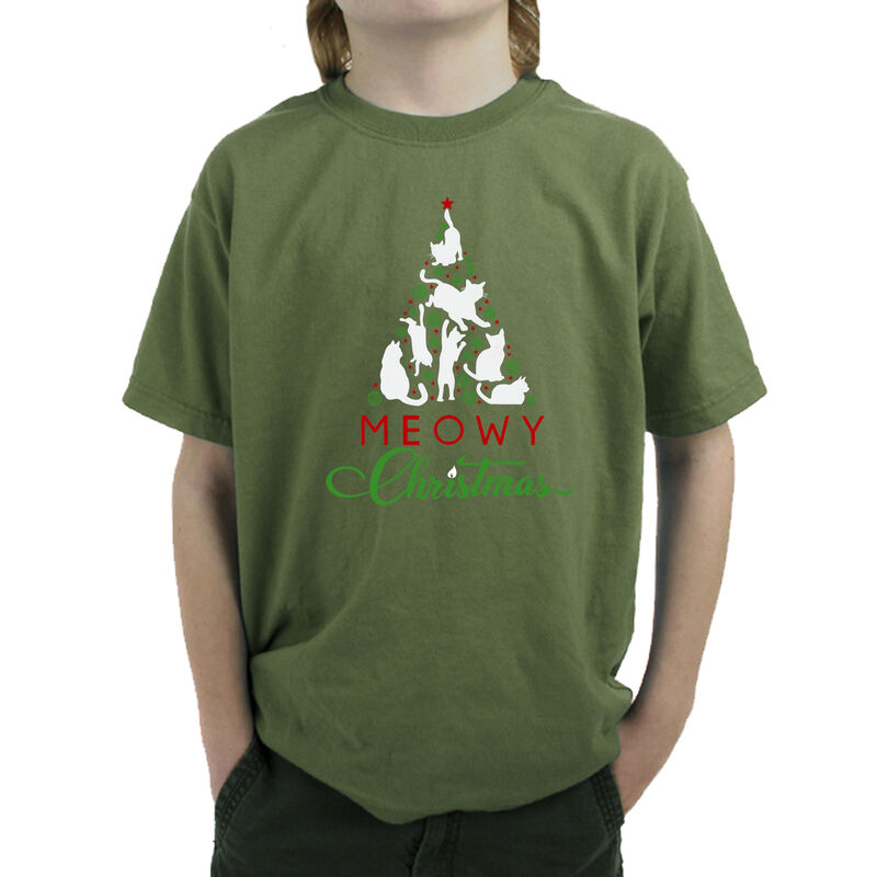 Camiseta Word Art Para Ni&ntilde;o - Meowy Christmas T... image number null