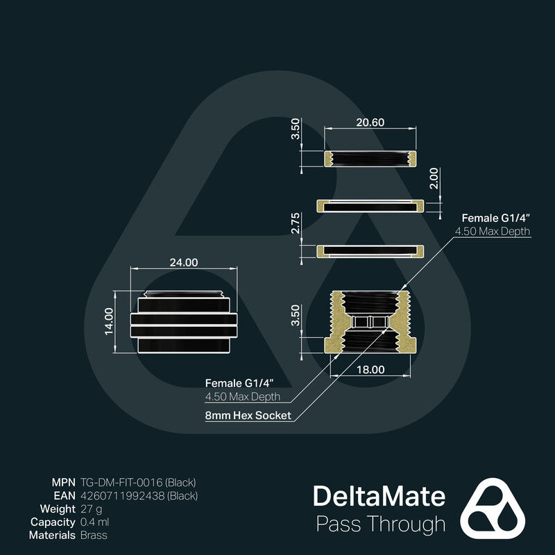 Thermal Grizzly Deltamate Pasamuros G1/4 Negro image number null