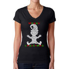 Camiseta De Cuello En V Word Art Para Mujer - Elfo Navide&ntilde;o- Negro