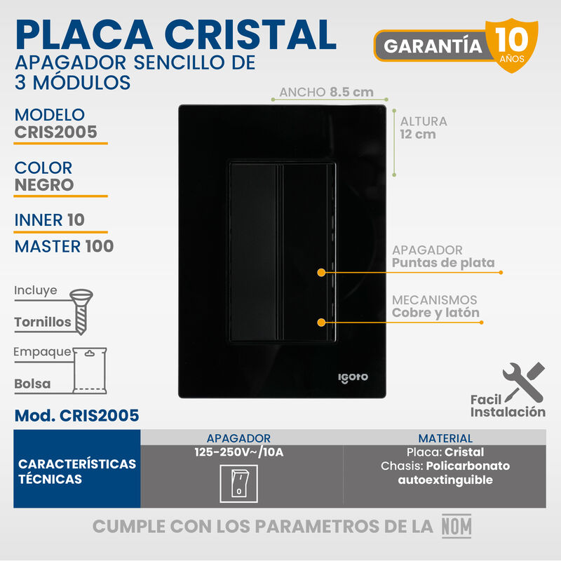 Placa Armada Cristal IGOTO CRIS1005-2005 con 1 ... image number null