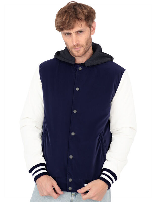 Chamarra Casual Deportiva Capucha Caballero Azu... image number null