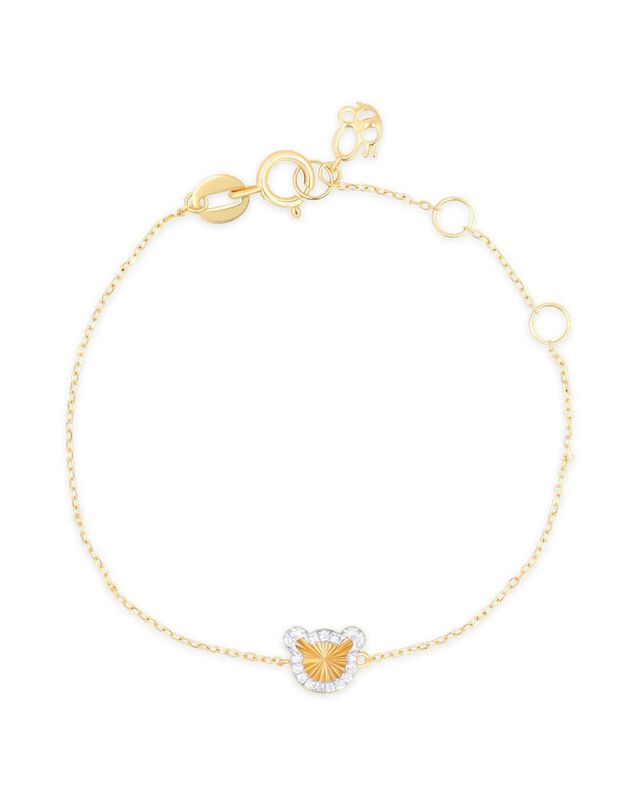 Pulsera De Osito Oro Amarillo 14k 3pts Diamante... image number null