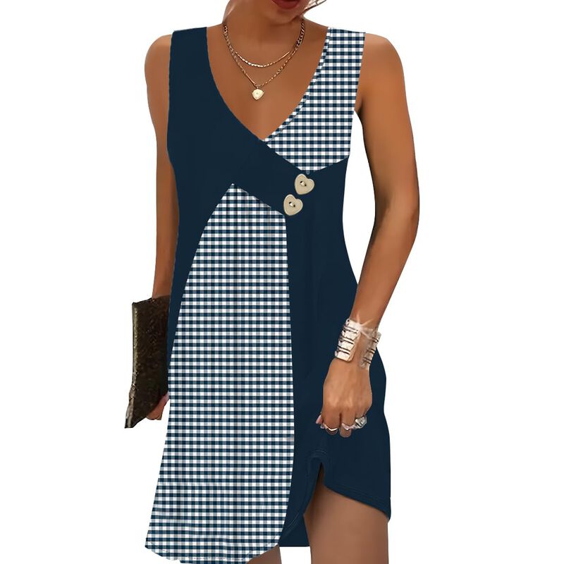 Vestido Saukole Sin Mangas, Escote En V, Bloque... image number null