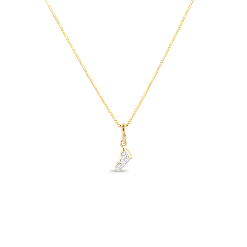 Dije De Pie Con Cadena Oro Amarillo 14K Con 2Pt... image number null