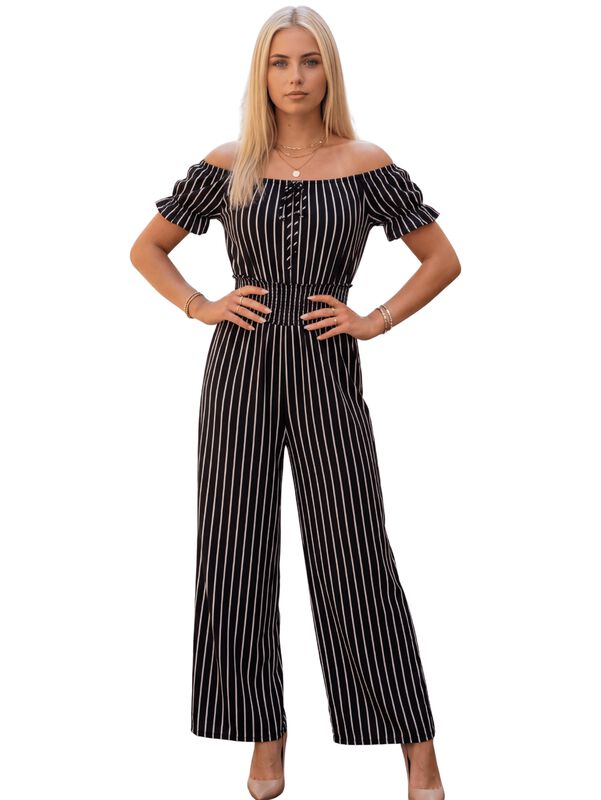 Jumpsuit Ves-1046 Negro De Manga Corta Y Pierna... image number null