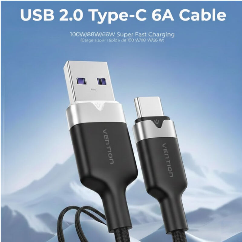 Cable USB-A/USB-C VENTION 2M 100W (6A) Trenzado... image number null