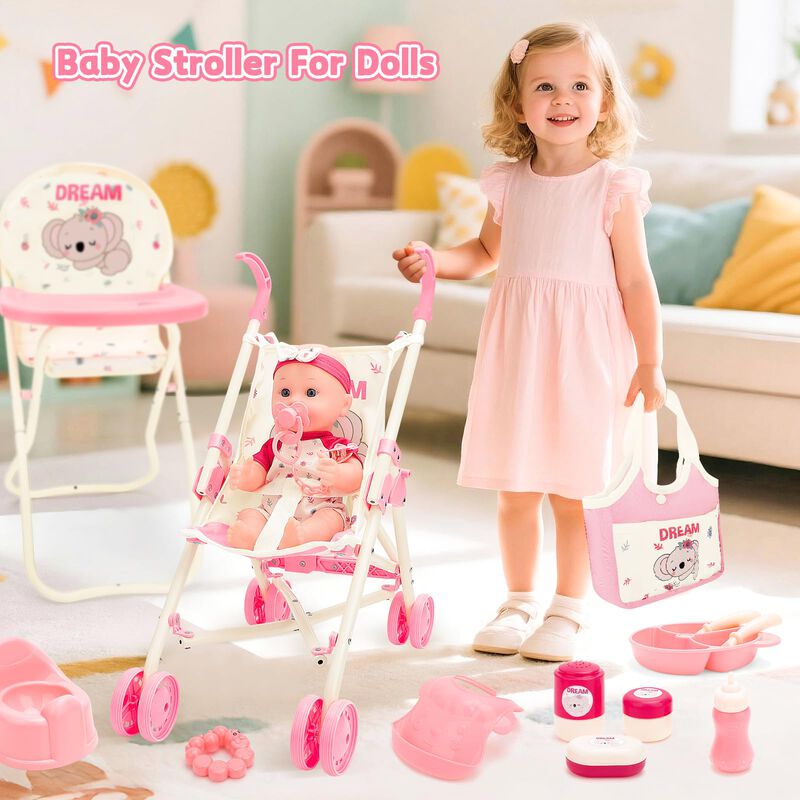 Cochecito Baby Doll Deao Con 12 Accesorios Para... image number null