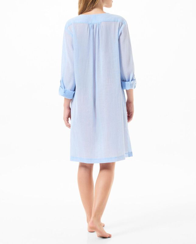 Vestido Corto con Bordado Azul image number null