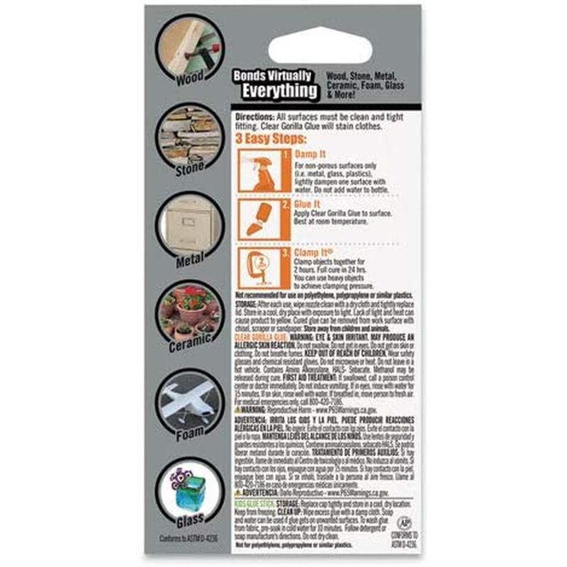 Gorilla Glue, pegamento transparente 1.75oz image number null