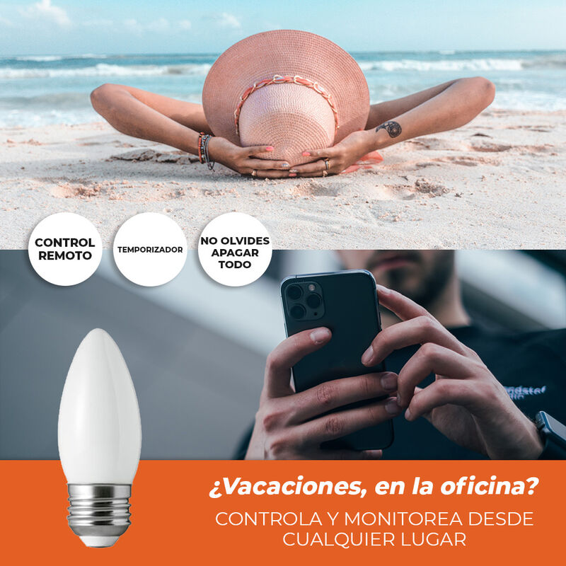 Foco Vela LED Inteligente Filamento B11 WiFi 5.... image number null