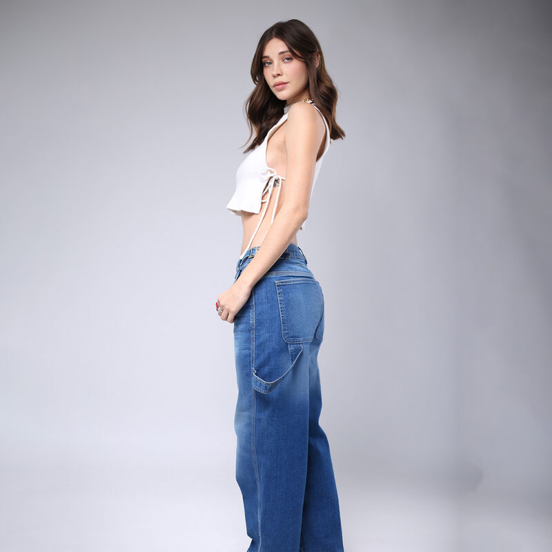 Pantal&oacute;n Barrel Mujer Tiro Medio Mezclilla Sb47... image number null