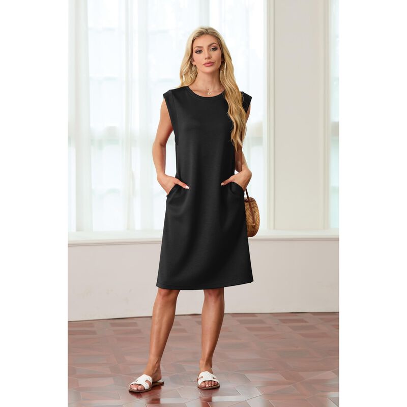 Vestido Grecerelle Midi Negro Con Bolsillos image number null