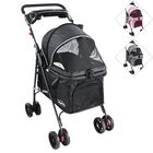 Carriola para Mascotas Cochecito para Perros y Gatos Pequeños - Medianos Ligera y Plegable con Freno Bandeja Portavasos - Negro