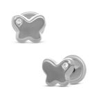 Broqueles De Mariposa En Oro Blanco 14k Con 1pt De Diamante (1mm Aprox)