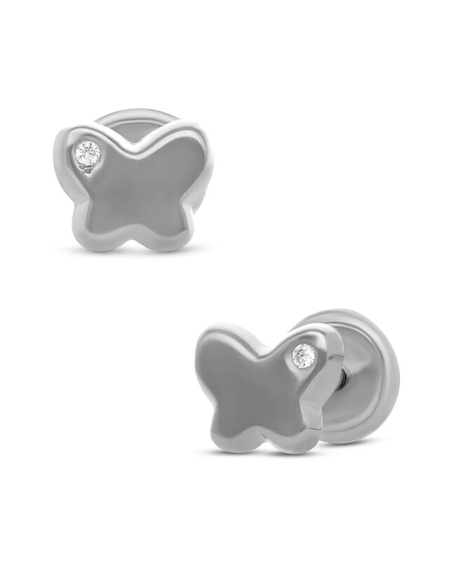 Broqueles De Mariposa En Oro Blanco 14k Con 1pt... image number null