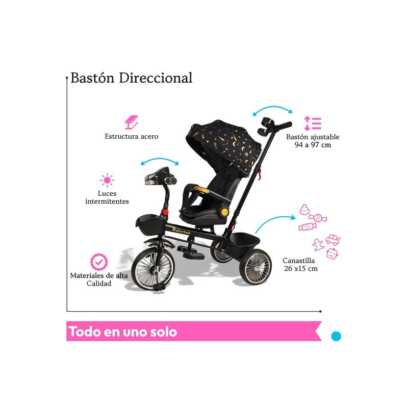 Triciclo Evolutivo 3 En 1 Con Bast&oacute;n Direcciona... image number null