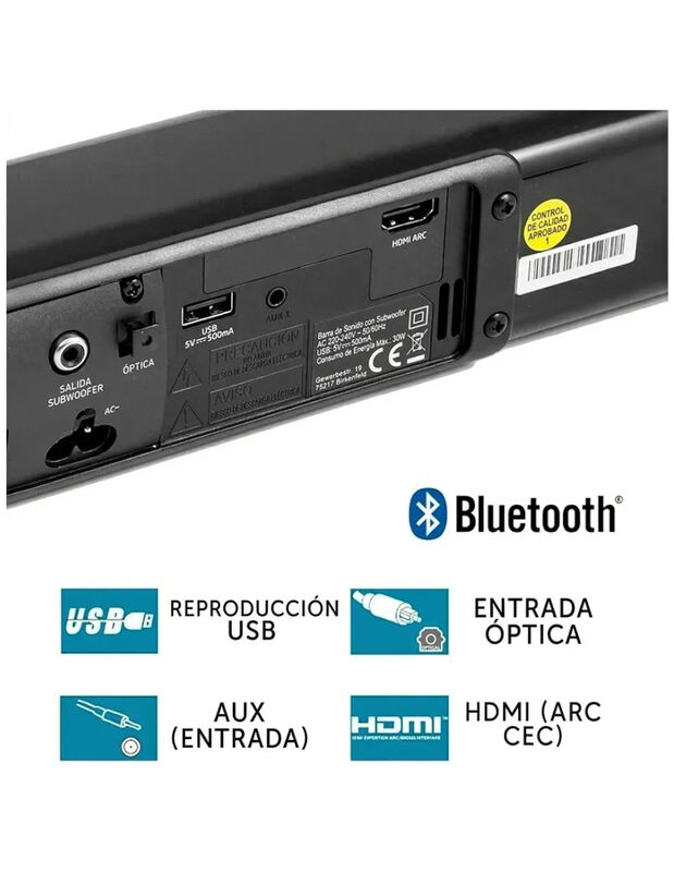 Barra De Sonido Sharp Htsb117 Soundbar Bluetoot... image number null