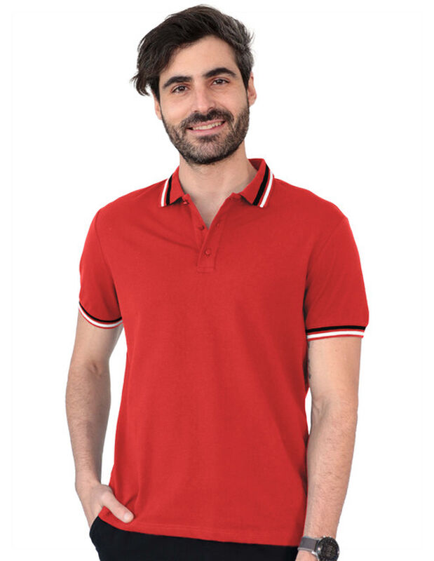 Playera Caballero Polo Cuello Abotonado Rojo Pr... image number null