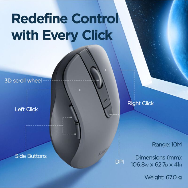 Rat&oacute;n Silencioso Bluetooth Lenovo Wl310 Ergon&oacute;m... image number null