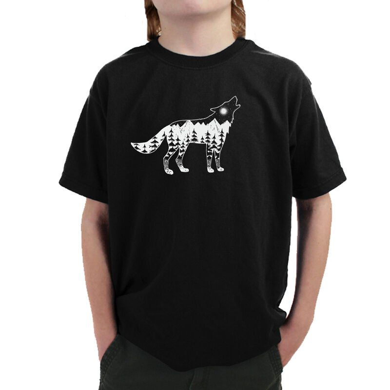 Camiseta Word Art Para Ni&ntilde;o - Lobo Aullando - N... image number null