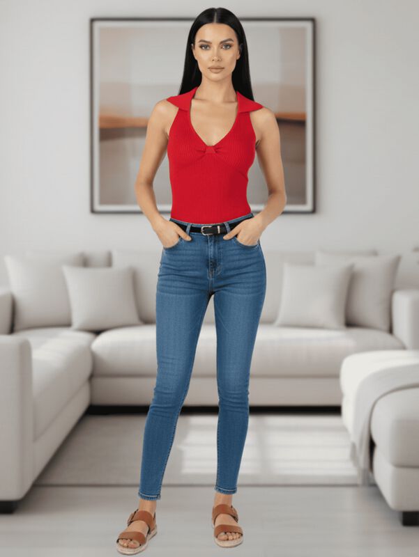 Blusa Casual Mujer Moderna Tejido Acanalado BL-... image number null