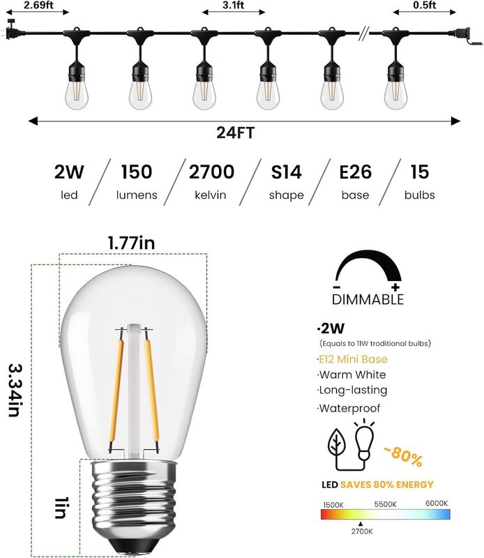 Luces De Cadena Led Svater 7,3 m 2 w Impermeabl... image number null