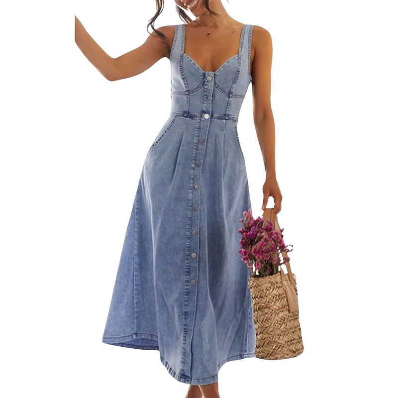 Vestido Utcoco Xl Azul Sin Mangas image number null
