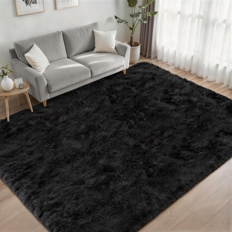 Alfombra Luxturiy 150 cm X 91 cm Negra De Pelo ... image number null