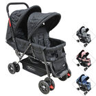 Carriola Doble para Beb&eacute;s Gemelar Plegable con Asientos Reclinables Apta desde 0 Meses Soporta hasta 32 kg - Negro