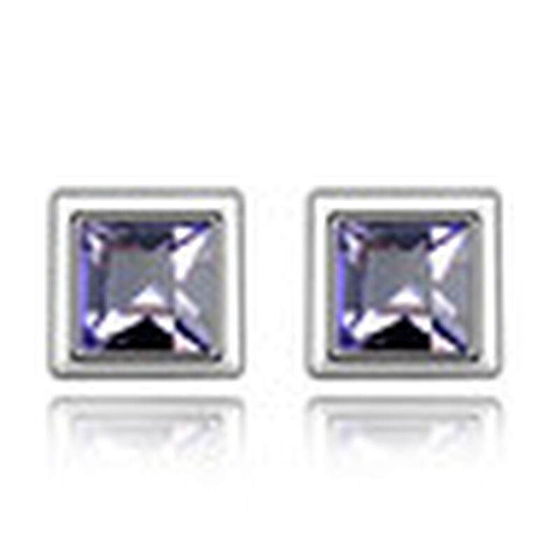 Aretes en Baño de Oro Blanco de 18K de Cuadro c... image number null
