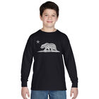 Camiseta De Manga Larga Word Art Para Ni&ntilde;o - Oso De California - Negro