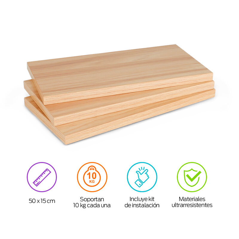 Repisas Flotantes de Madera 3 Piezas de 30x15 c... image number null