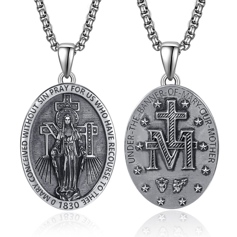 Collar Admetus Medalla Milagrosa 38&times;27 mm Plata image number null