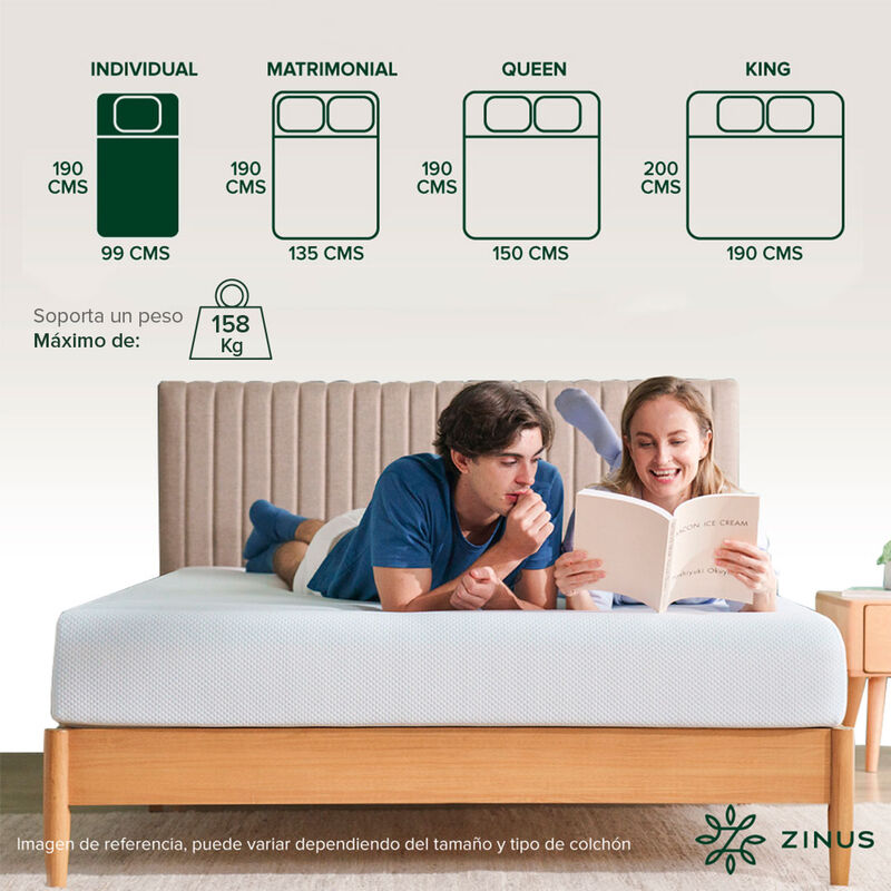 Zinus | Colch&oacute;n Individual Memory Foam 30 Cm Su... image number null