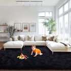 Alfombra Mugorn 274 cm x 366 cm Negra De Pelo Largo Para Sala De Estar