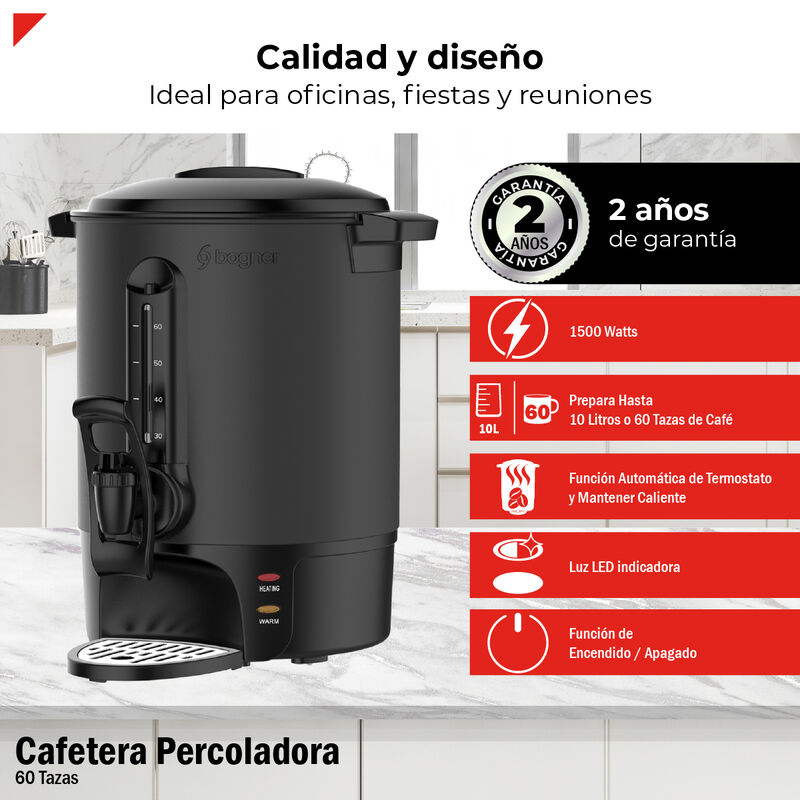 Bogner Cafetera Percoladora Acero Inox 60 Tazas... image number null