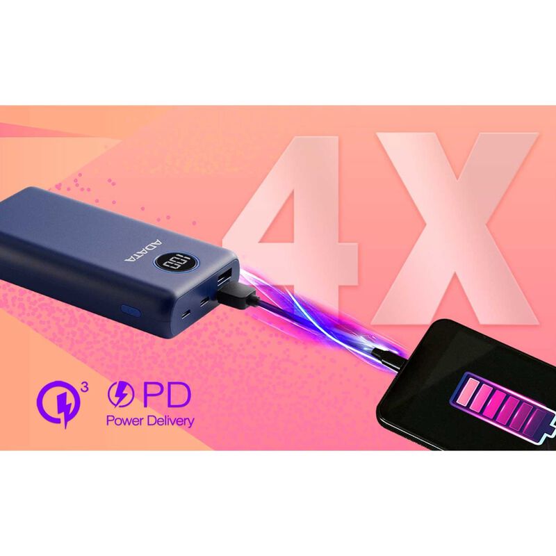 Bater&iacute;a Recargable ADATA Powerbank 20,000mAH Az... image number null